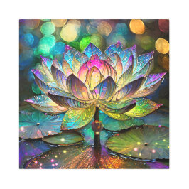 Impresión En Metal Stained Glass Vibrant Lotus Flower