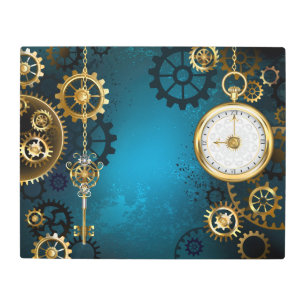 Impresión En Metal Steampun turquoise Background with Gears