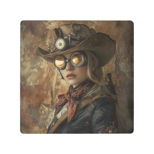 Impresión En Metal Steampunk Cowgirl (Anverso)