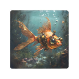 Impresión En Metal Steampunk Goldfish