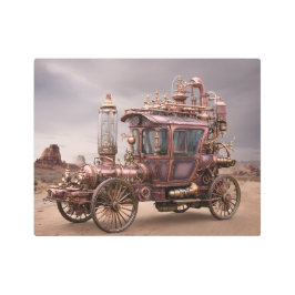 Impresión En Metal Steampunk Horsin Carrito