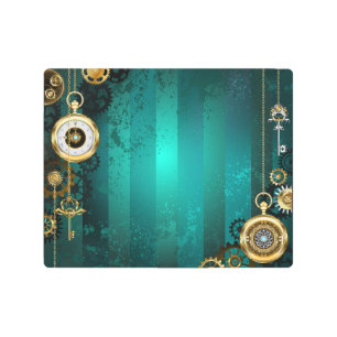 Impresión En Metal Steampunk Jewelry Watch sobre un fondo verde