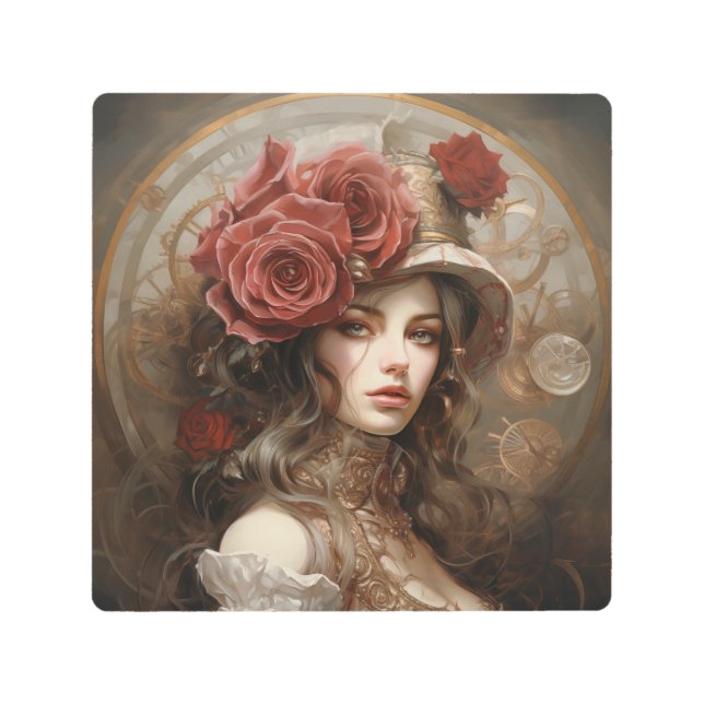 Impresión En Metal Steampunk Lady (Anverso)