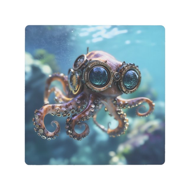 Impresión En Metal Steampunk Octopus (Anverso)