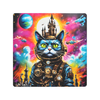 Impresión En Metal Steampunk Space Cat II