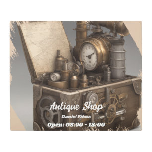 Impresión En Metal Steampunk Time Machine - Vintage Treasure Chest