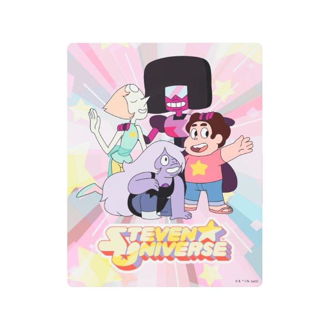 Impresión En Metal Steven Universe | Crystal Gem Group Huddle (Anverso)