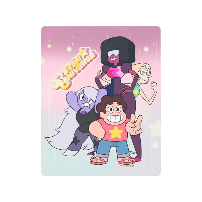Impresión En Metal Steven Universe | Pose del grupo de gemas de crist (Anverso)