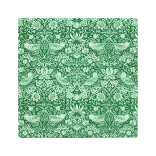 Impresión En Metal Strawberry Thief Green, William Morris