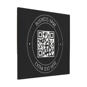 Impresión En Metal Su código QR y su texto editable   Blanco y negro