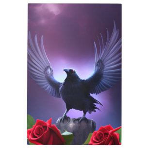Impresión En Metal Su majestad sombreada: El Ominoso abrazo del Raven