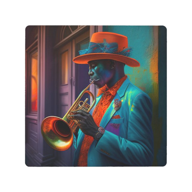 Impresión En Metal Suave New Orleans Jazz Trumpet Player Acrylic Pri (Anverso)