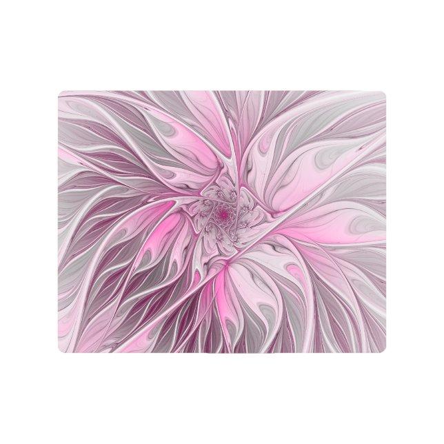 Impresión En Metal Sueño de flores rosadas fractales, patrón de fanta (Anverso)