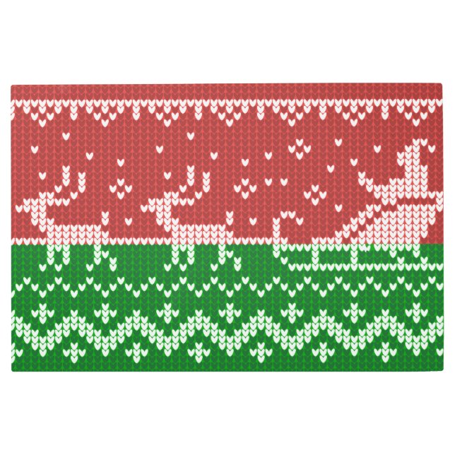 Impresión En Metal Suéter fea Santa Claus trineo y renos (Anverso)