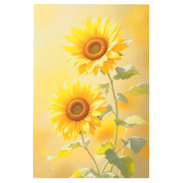 Impresión En Metal Sunny Yellow Golden Sunflowers Botanical Floral