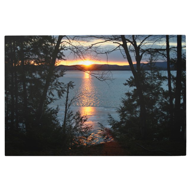 Impresión En Metal Sunset Over Forest Lake Metalizado Wall Art (Anverso)