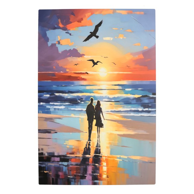 Impresión En Metal Sunset Stroll Expresionista Escenario Romántico de (Anverso)