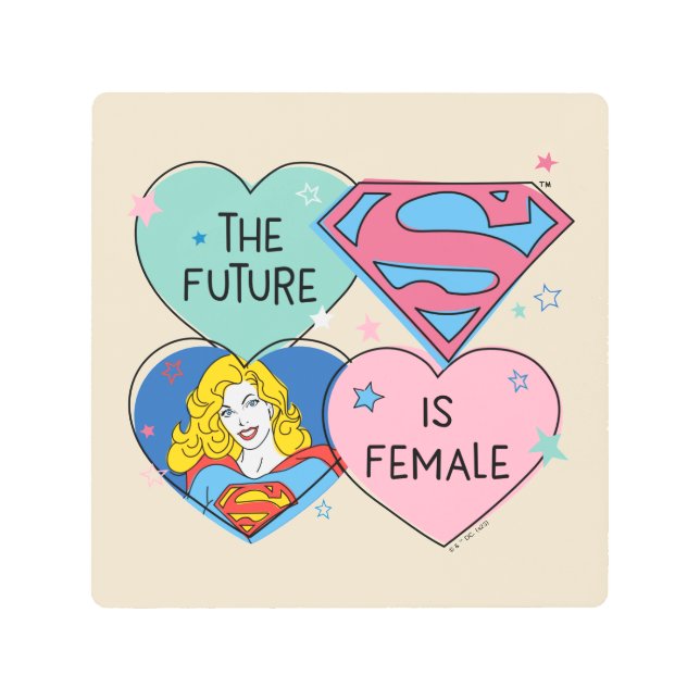 Impresión En Metal Supergirl fuera de este mundo retro gráfico (Anverso)