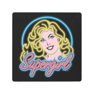 Impresión En Metal Supergirl Retro Neon Lights Graphic