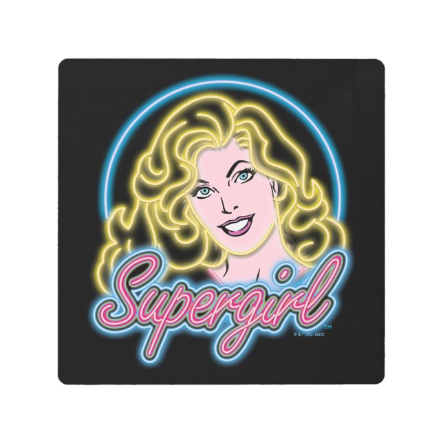 Impresión En Metal Supergirl Retro Neon Lights Graphic (Anverso)