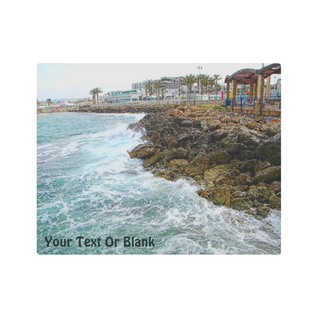 Impresión En Metal Surf Y Rocas - Nahariya, Israel (Anverso)