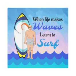 Impresión En Metal Surfboard Ocean Waves Blue Motivation Cita