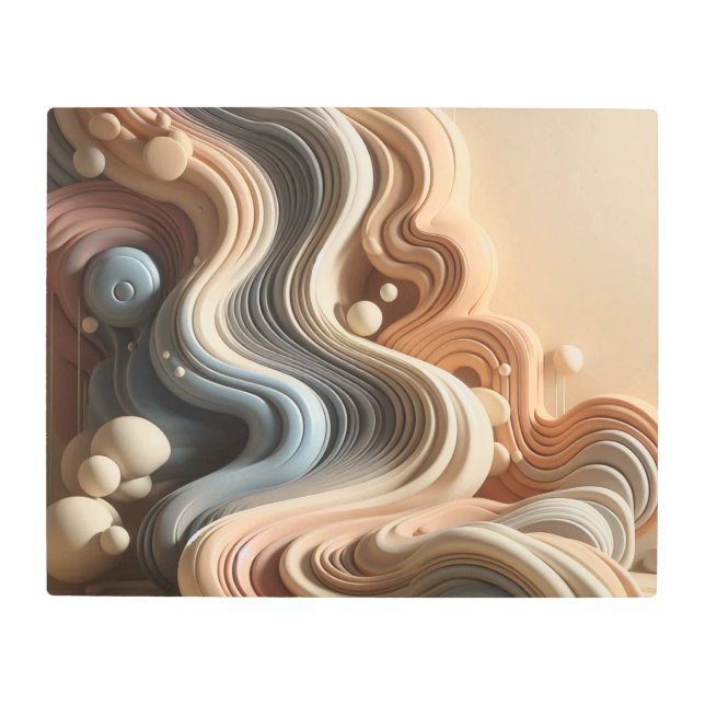 Impresión En Metal Surreal Melted Geometry in Soft Earth Tones (Anverso)