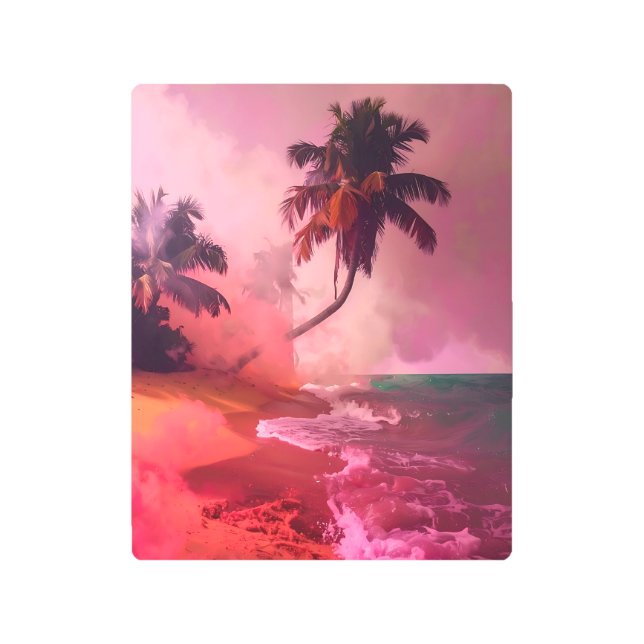 Impresión En Metal Surreal Pink Beach Metal Print (Anverso)