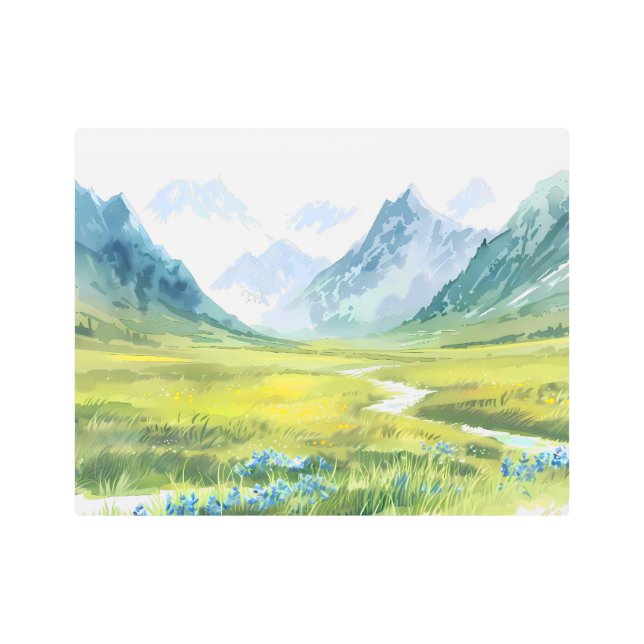 Impresión En Metal Susurro alpino: pradera bajo los picos (Anverso)