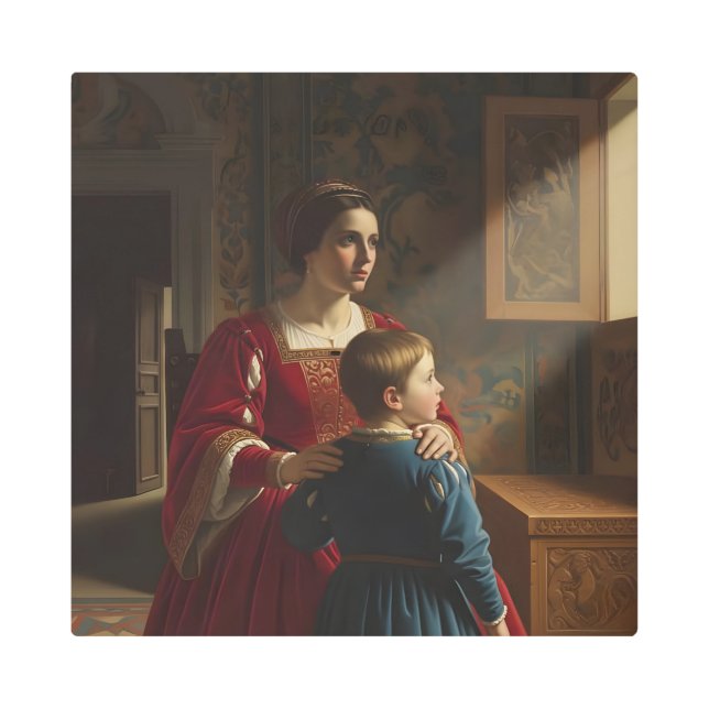 Impresión En Metal Susurros de Crimson y Sapphire: Madre victoriana y (Anverso)