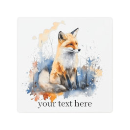 Impresión En Metal Susurros del zorro salvaje en acuarela, personaliz