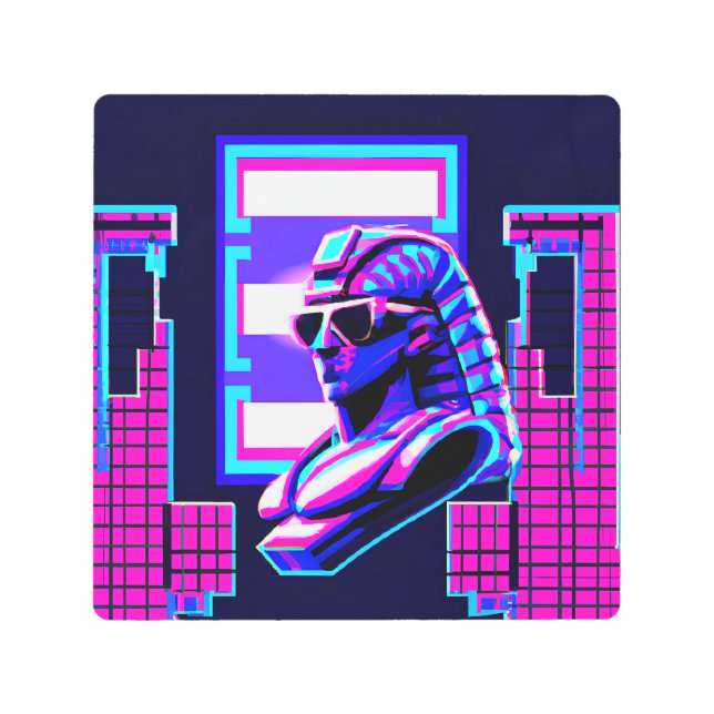 Impresión En Metal Synthwave Pharaoh (Anverso)