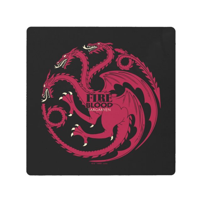 Impresión En Metal Targaryen Sigil - Fire & Blood (Anverso)