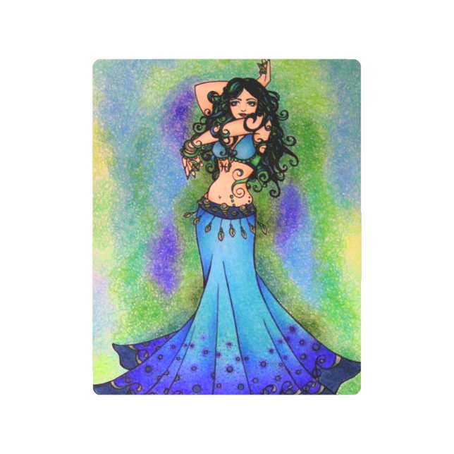 Impresión En Metal Tarjetas de cumpleaños de bailarín Belly (Anverso)