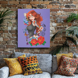 Impresión En Metal Tattoos de la mujer de Redhead