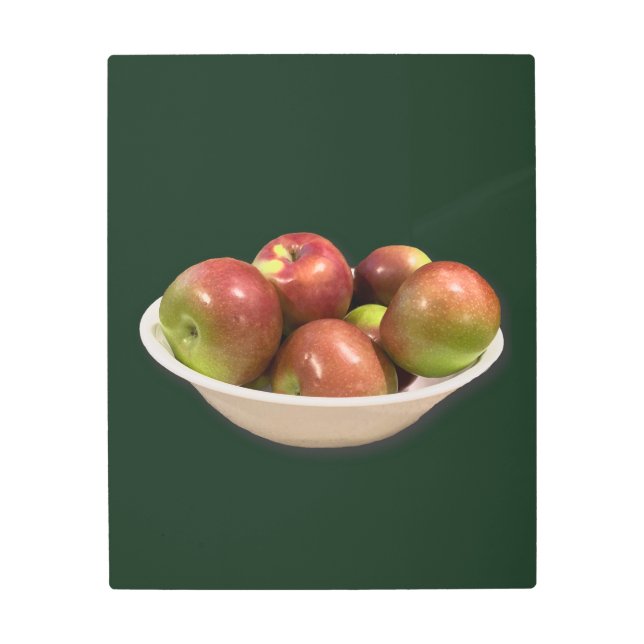 Impresión En Metal Tazón de manzanas (fondo verde) (Anverso)