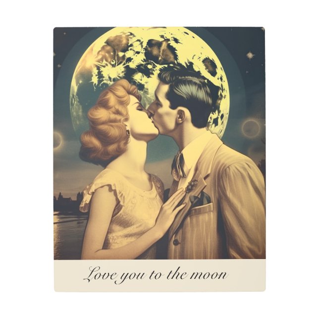 Impresión En Metal Te amo a la luna, personalizable de afiches de via (Anverso)