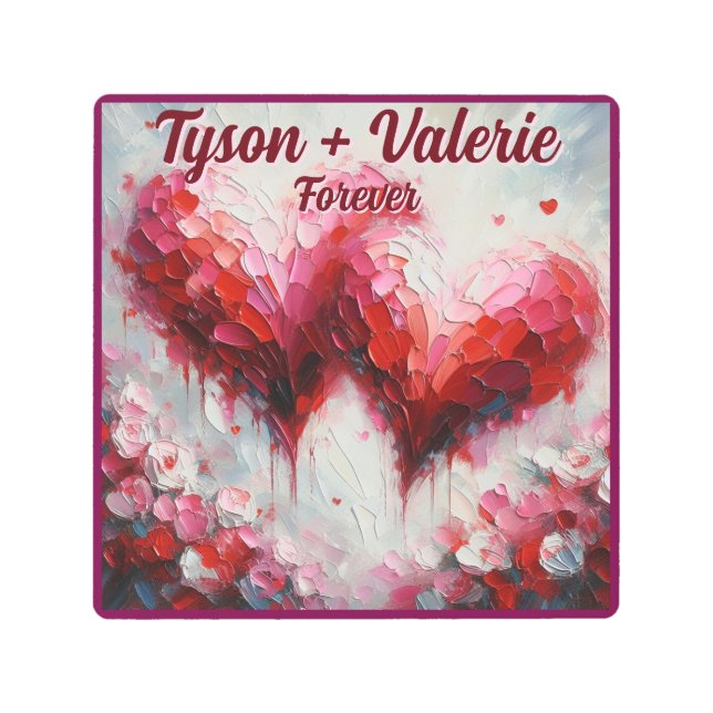 Impresión En Metal Te Amo Dos Corazones Abstractos Personalizados (Anverso)