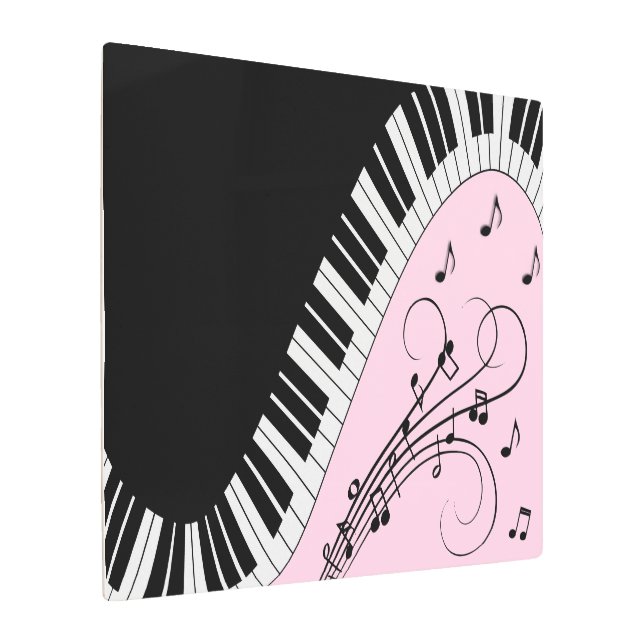 Impresión En Metal Teclado de piano Diseño de música en blanco y negr (Angulado)