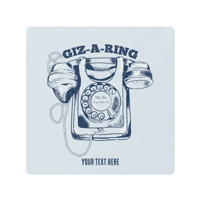 Impresión En Metal Teléfono telefónico de Rotary Azul (Anverso)