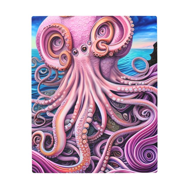 Impresión En Metal Tentáculos de Octosis de Kraken rosa (Anverso)