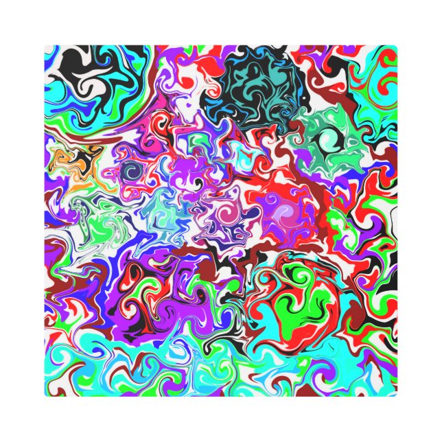 Impresión En Metal Terapia de color Fluid Art Swirls (Anverso)
