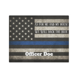 Impresión En Metal Thin Blue Line American Flag