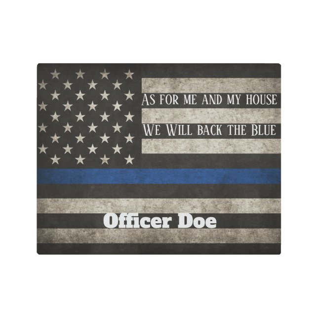 Impresión En Metal Thin Blue Line American Flag (Anverso)