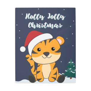 Impresión En Metal Tiger Christmas Snow Winter Animals Tiger Metal Pr