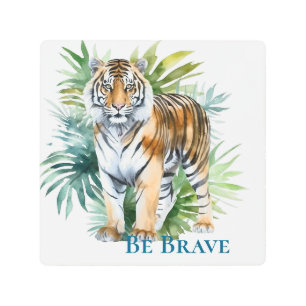 Impresión En Metal Tigre con hojas