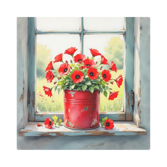 Impresión En Metal Tin de Café Rojo de lapachos rojos (Anverso)