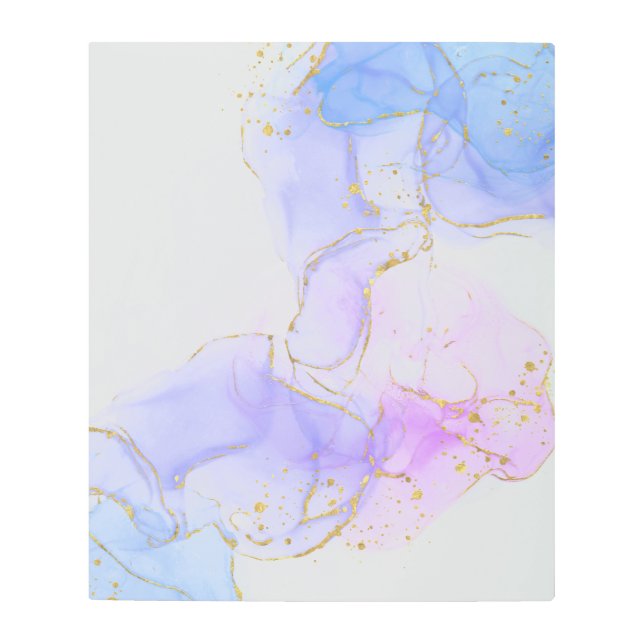 Impresión En Metal Tinta de alcohol rosa, púrpura y azul (Anverso)