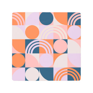 Impresión En Metal Tiras de Círculos de Mediano Siglo: Patrón Geométr