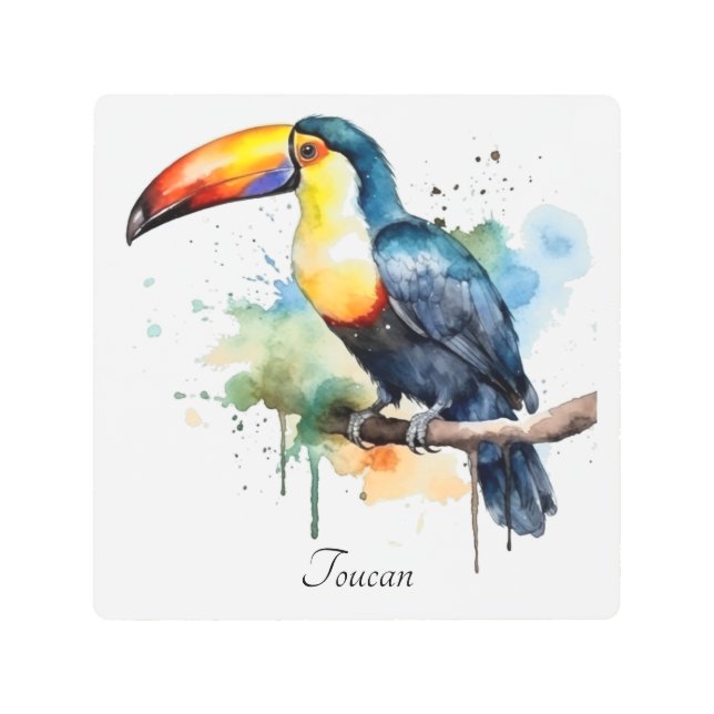 Impresión En Metal tocan colorido sentado en una rama